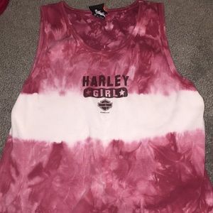 {harley davidson} tye dye tank top